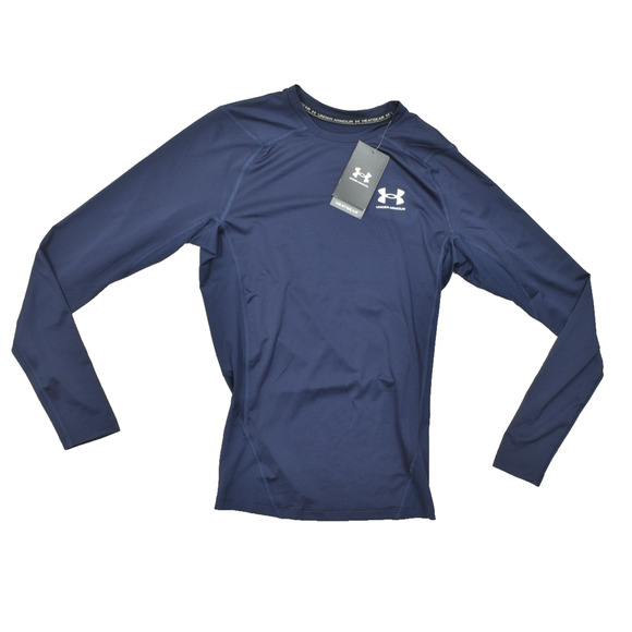 Under Armour HeatGear Compression Long Sleeve Tee Navy Blue Athletic Size M NEW - Picture 1 of 8